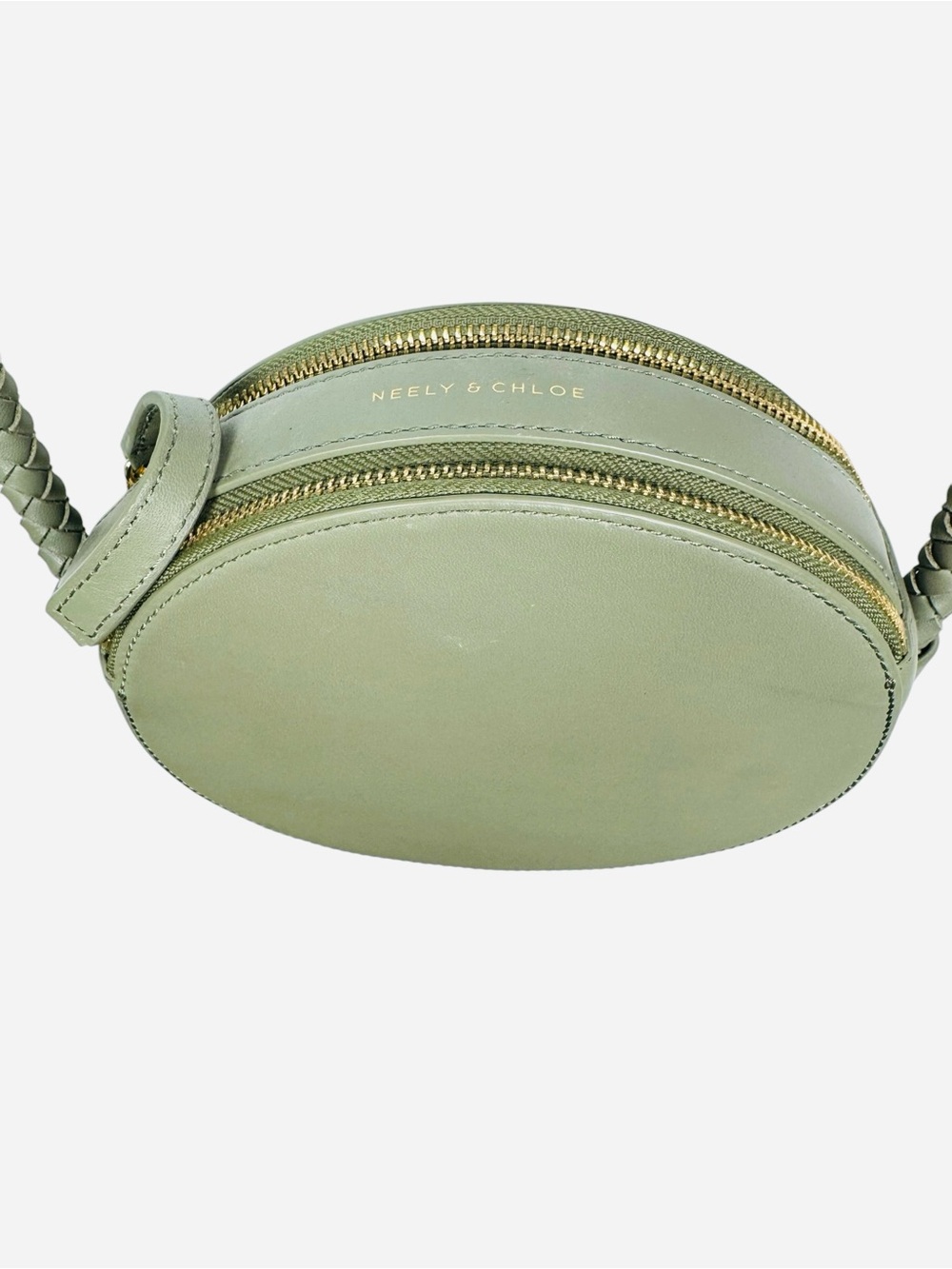 Neely and Chloe Canteen Bag Army Green Leather EUC - Picture 2 of 11